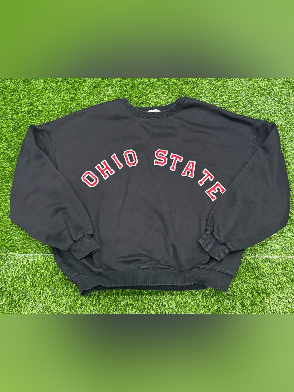 Tic Toc Ohio State Buckeyes Black Crewneck Sweatshirt Red/White Lettering